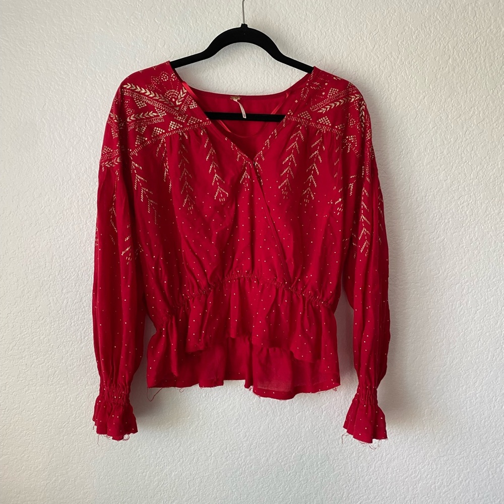 Red Free people boho top